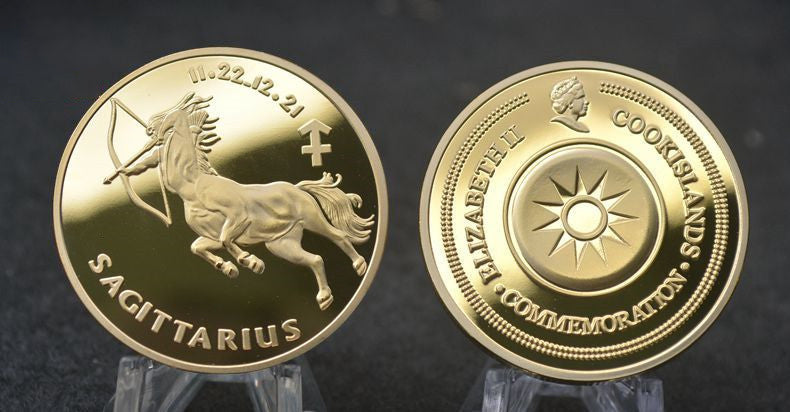 3 Sets Embossed 12 zodiac Gold Plated Commemorative Coins