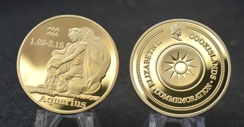3 Sets Embossed 12 zodiac Gold Plated Commemorative Coins