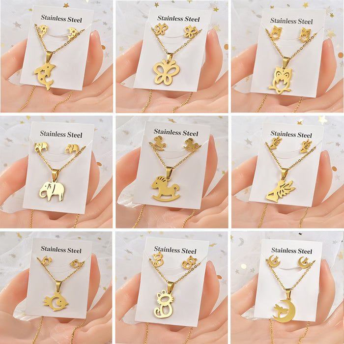 180 Sets Gold plated necklace Ear studs