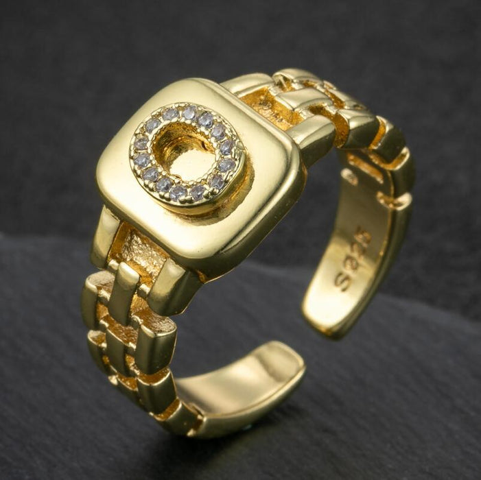 Wholesale 52 Pieces 26 Letters Gold Plated Rings