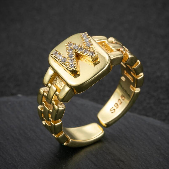Wholesale 52 Pieces 26 Letters Gold Plated Rings