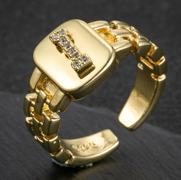 Wholesale 52 Pieces 26 Letters Gold Plated Rings