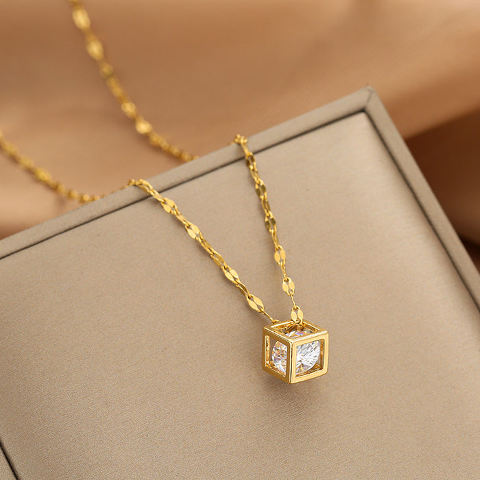 45Piece Golden Zircon Jewelry Pendant Stainless Steel Necklace