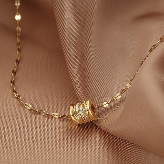 45Piece Golden Zircon Jewelry Pendant Stainless Steel Necklace