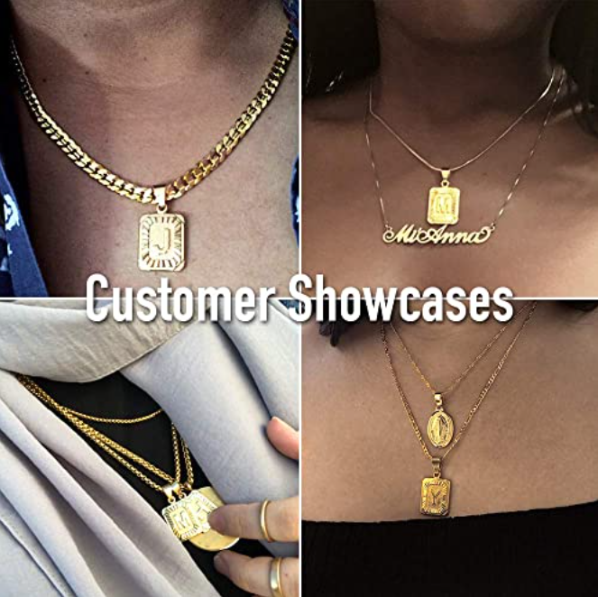 130Pcs Gold Plated Letter Necklaces