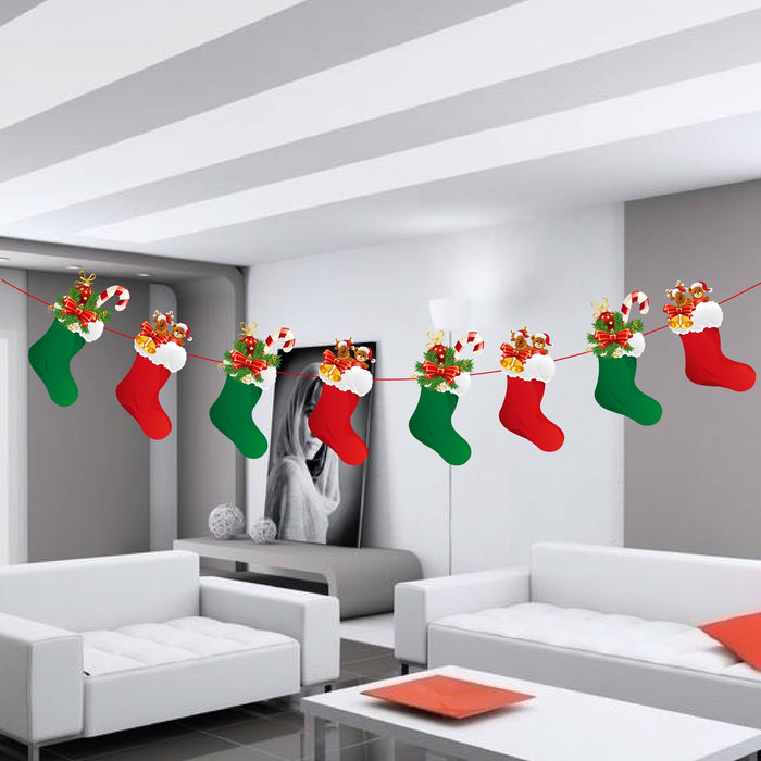 50 Sets Christmas Party Decoration Pull Flag