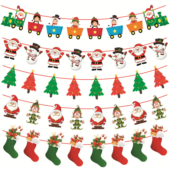 50 Sets Christmas Party Decoration Pull Flag