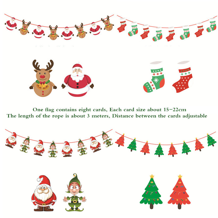 50 Sets Christmas Party Decoration Pull Flag