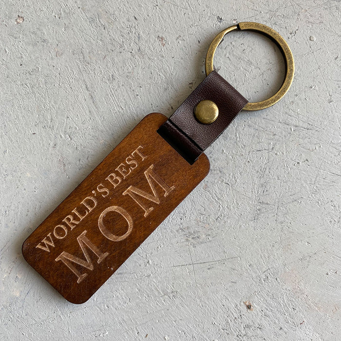 Creative Gift Keychain Wood Leather Pendant Keychain