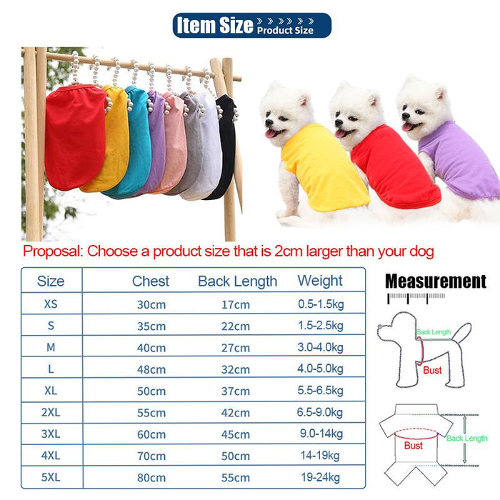 Pet Clothes Dog Cat Solid Color Cotton Vest Dog Jacket