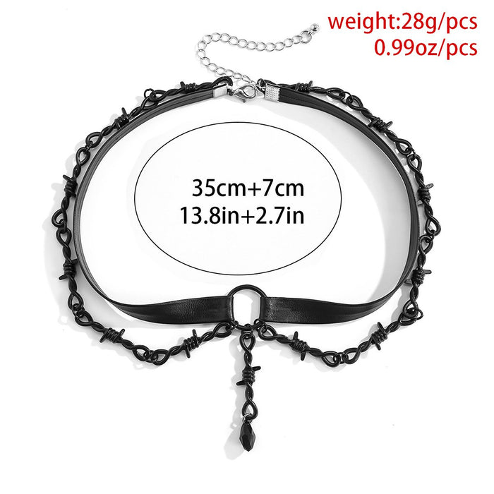 Punk Style Double Layer Water Drop Pendant Clavicle Chain
