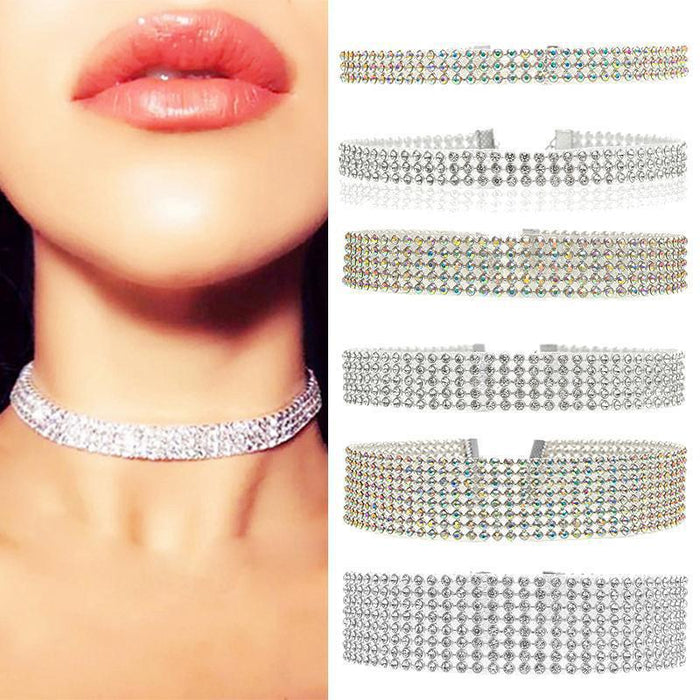 Hip Hop Choker Inlay Rhinestone Collar