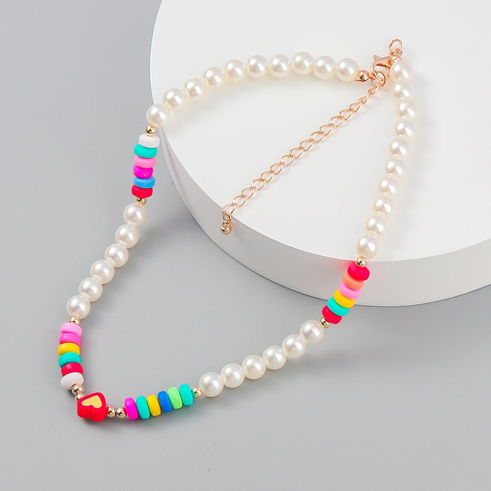 Fashion National Style Bead love shaped Resin Necklace