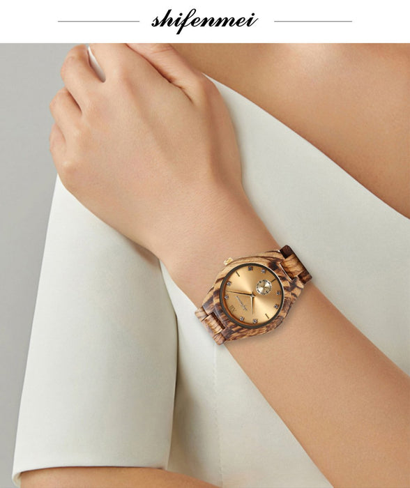 New Multifunctional Advanced Green Wood Quartz Watch