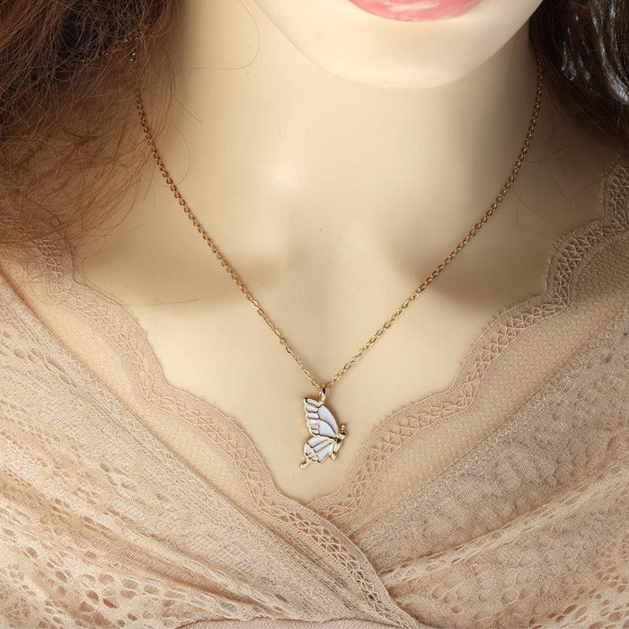 Colorful Butterfly Good Friend Magnet Set Necklace