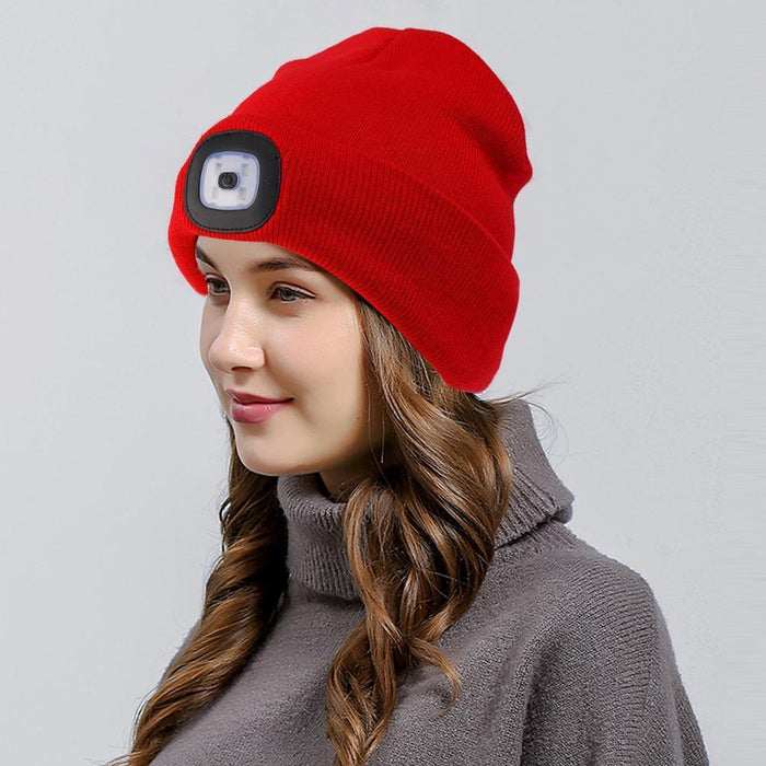Rechargeable Usb Led Light Keep Warm Beanie