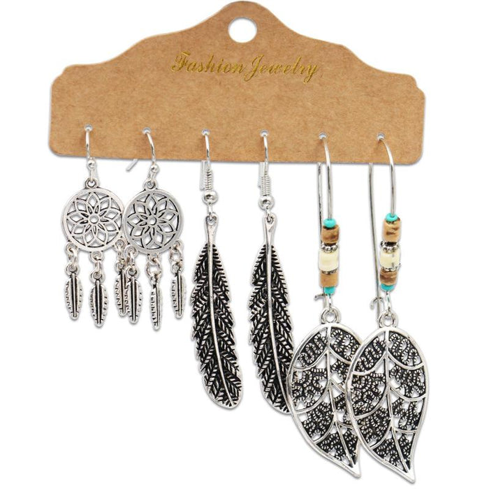 3 pairs/set Earrings Bohemian Style Jewelry X0X36196