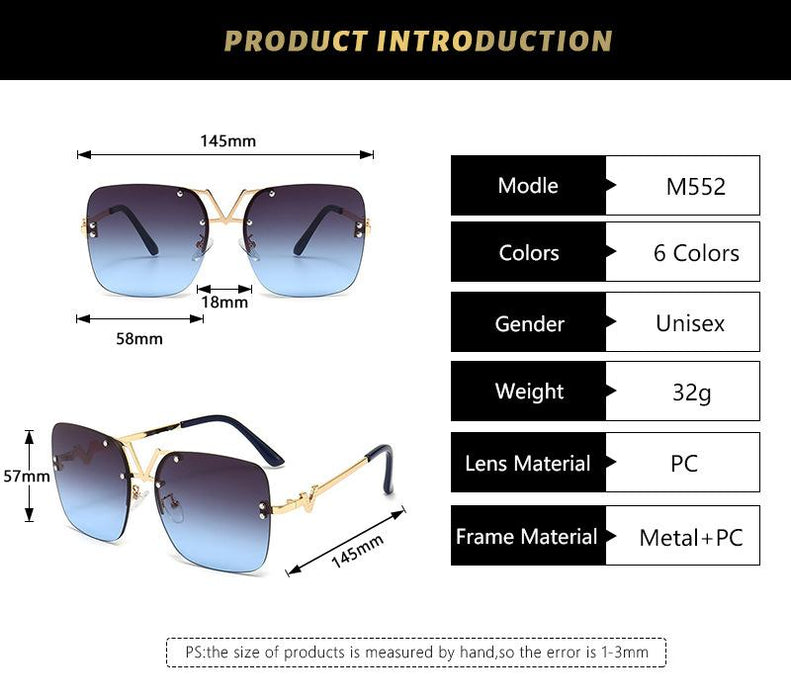 Metal square color large frame sunglasses