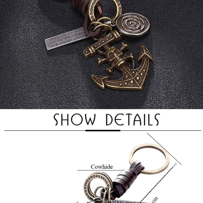 Vintage key chain punk leather metal key chain creative personality key chain