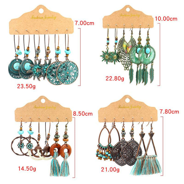 3 pairs/set Earrings Bohemian Style Jewelry X0X36193