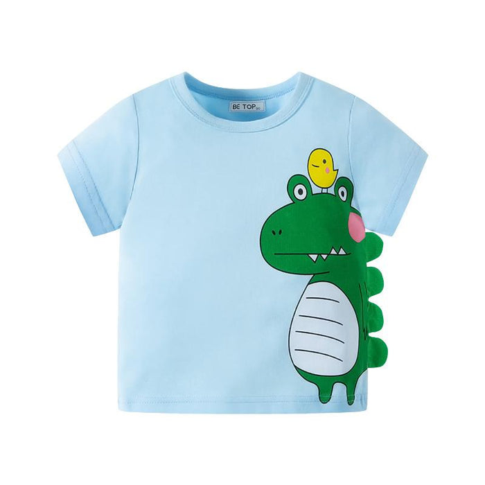 Children's short sleeve cartoon three-dimensional crocodile boys' cotton T-shirt summer children's wear