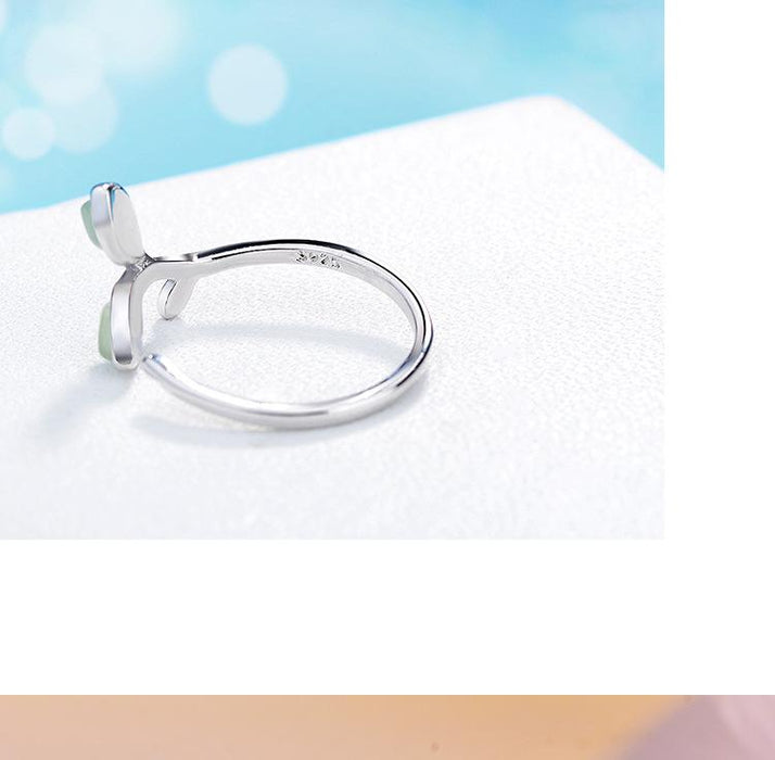 New Creative Green Leaf Women's Opening Ring