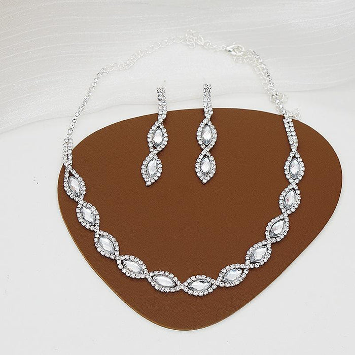 New Women's Accessories Jewelry Rhinestone Earrings Necklace Set