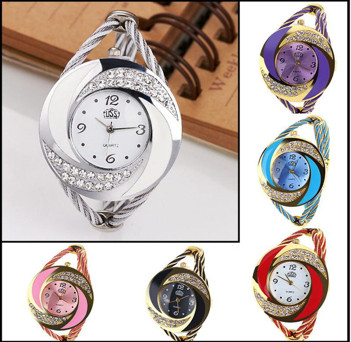 Women Wristwatch 7 Colors Bracelet Round Dial Quartz Watch
