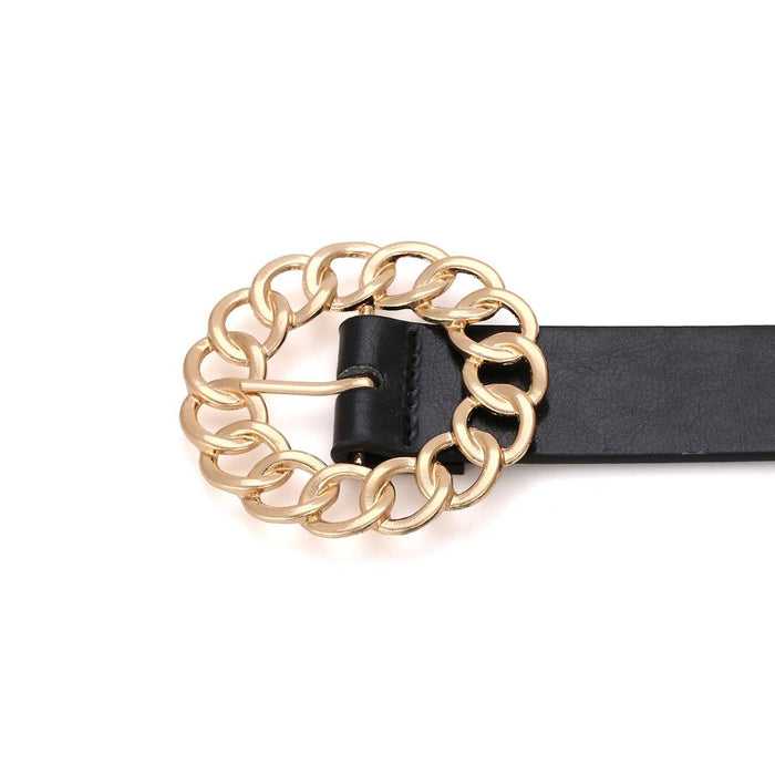 Hollow Chain Geometric Circular Pin Buckle Belt