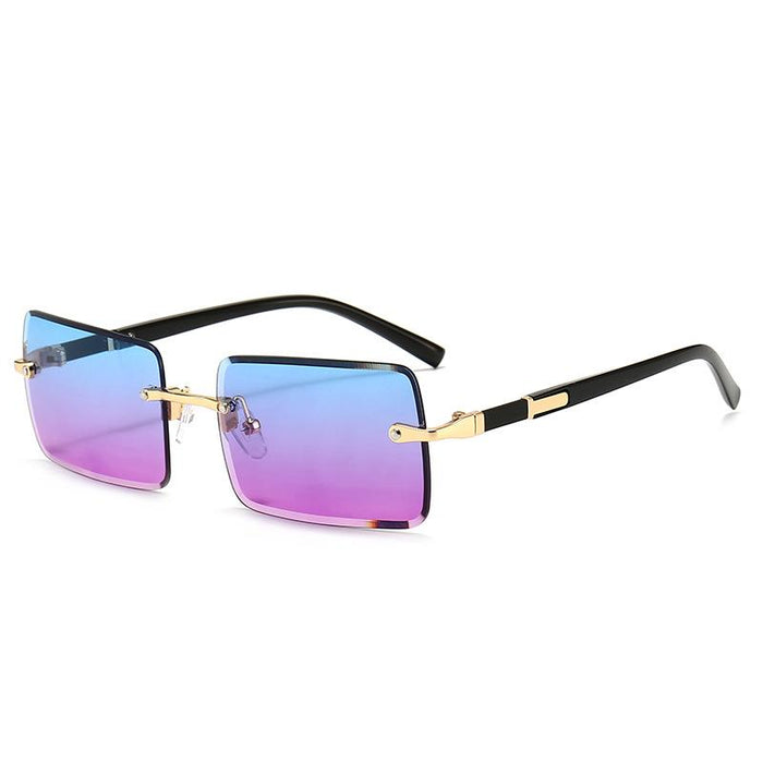 Rimless Cut-Edge Square Sunglasses