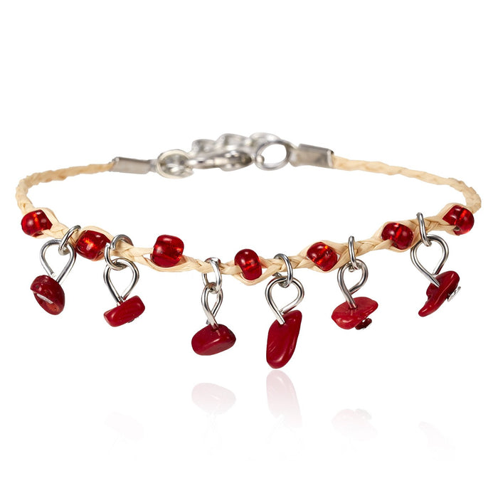 35 Pieces Natural Stone Gravel Woven Bracelet