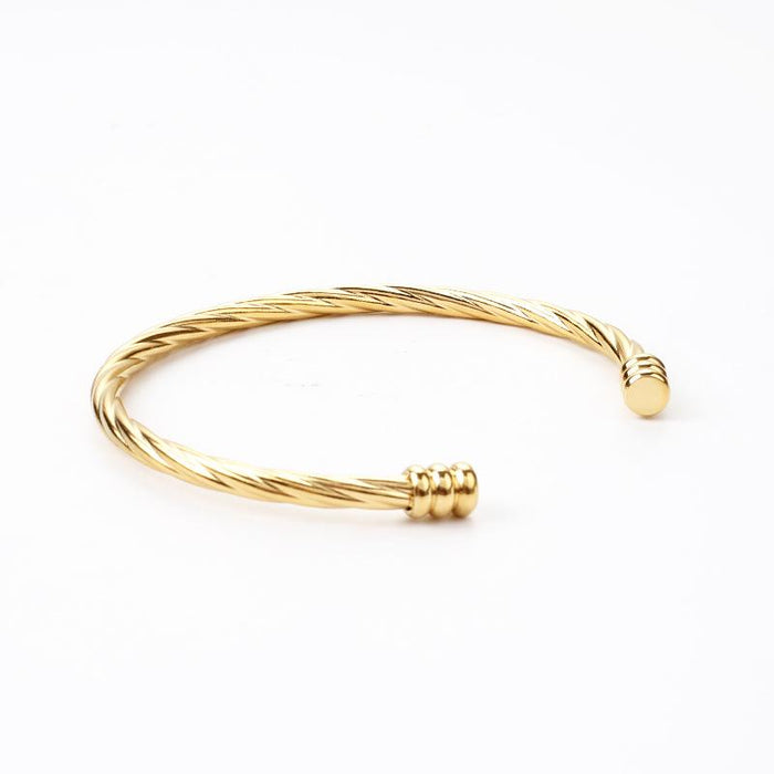 New Titanium Steel Gold Color Open Twisted Bracelet Bangle