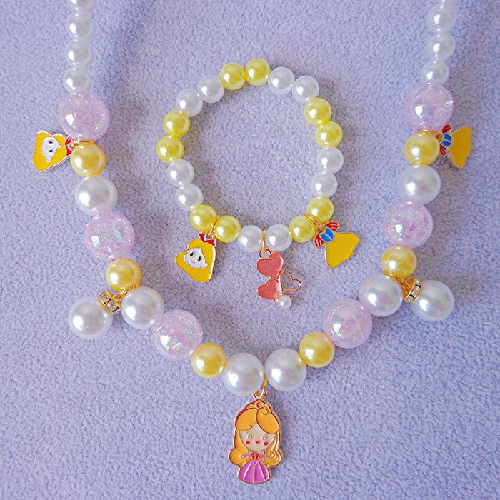 Children's Jewelry Princess Sweater Chain Necklace Bracelet Set