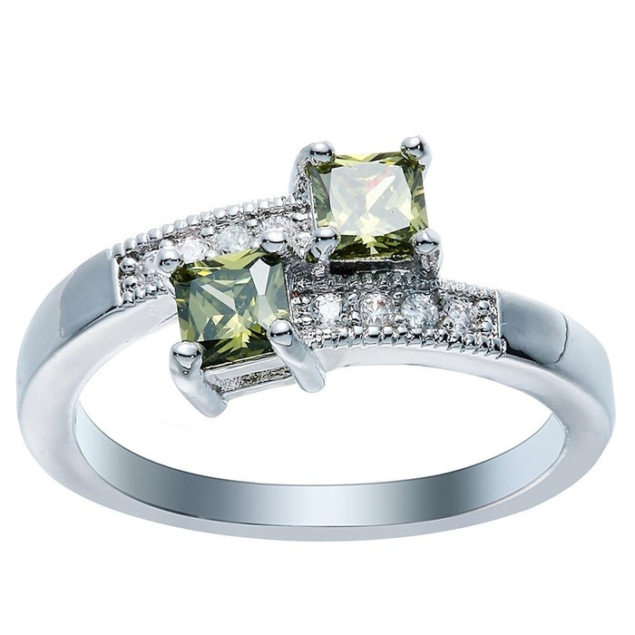 Fashion Women's Olive Zircon Wedding Rings