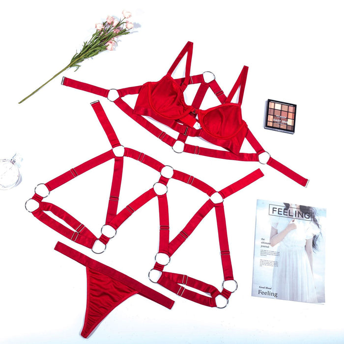 Women's Sexy Lingerie Buckle Patchwork Underwear