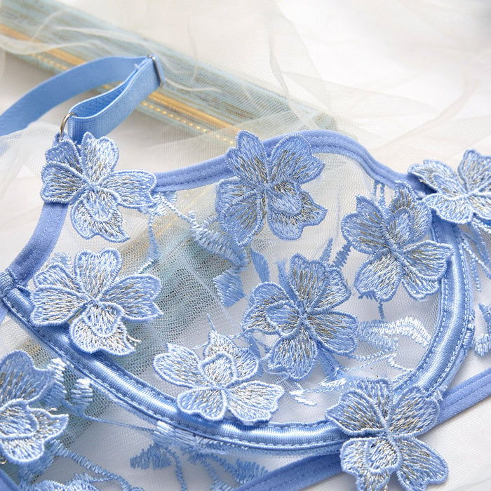 Sexy Flower Embroidered Lingerie Set Women Underwear