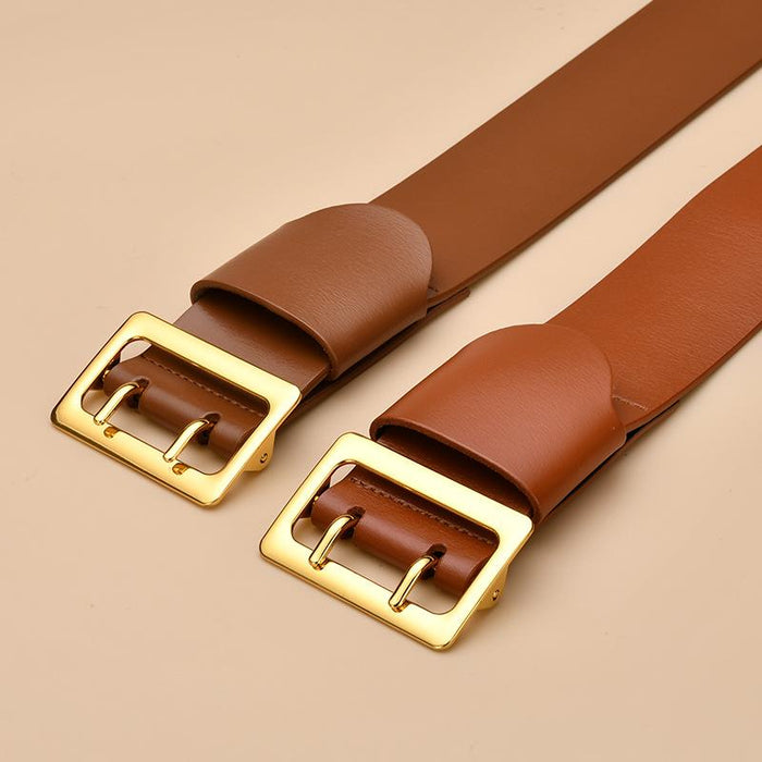 Women's Versatile Belt Wide Version with Skirt, Coat, Waist, Fashionable Real Belt