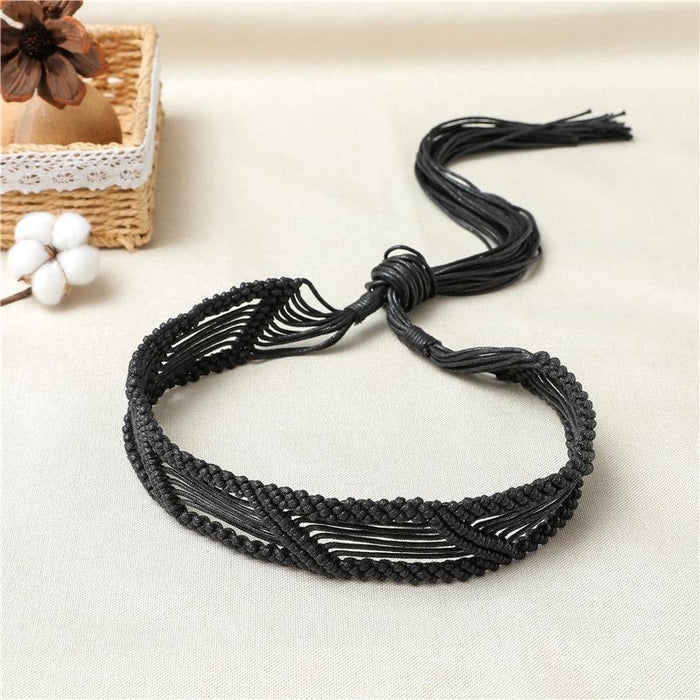 Woven belt national style skirt belt Bohemian style wax rope woven women's belt