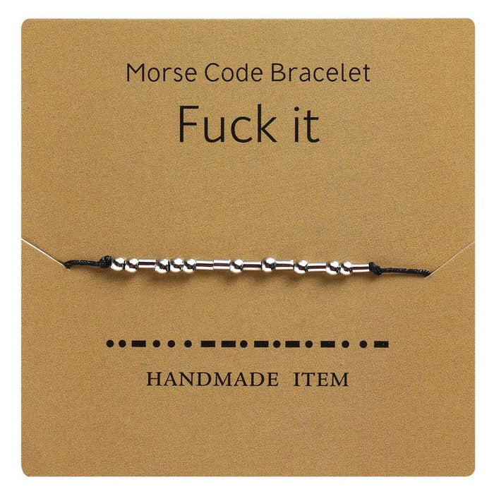 1PC Morse Code Bracelet Silver Beads