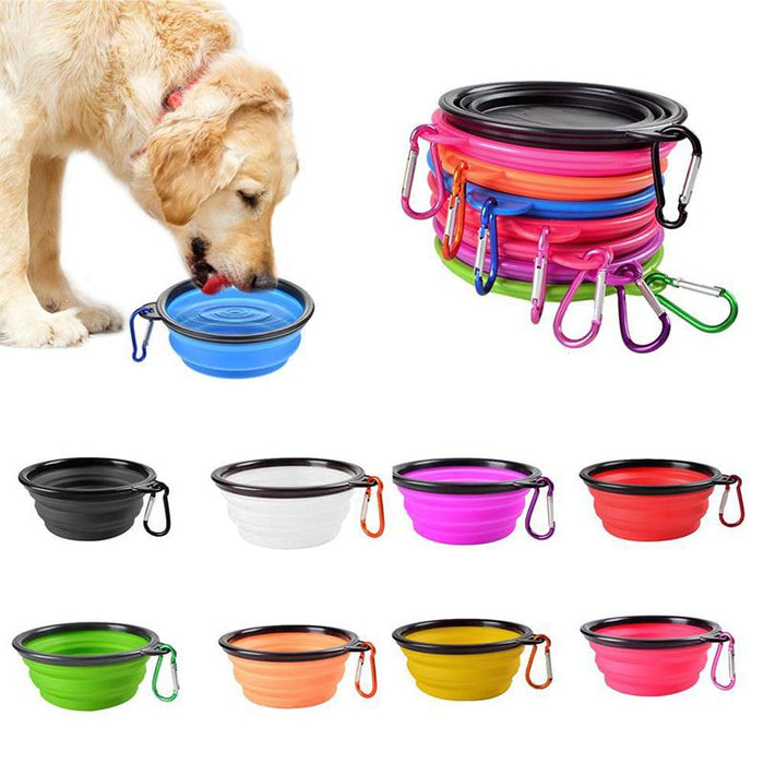 1000ML Silicone Dog Feeding Bowl With Carabiner Folding Cat Bowl