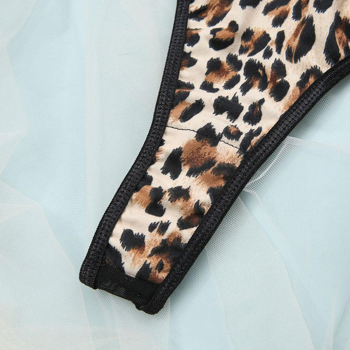 Women's Leopard Print Sexy Underwear Three-piece Set