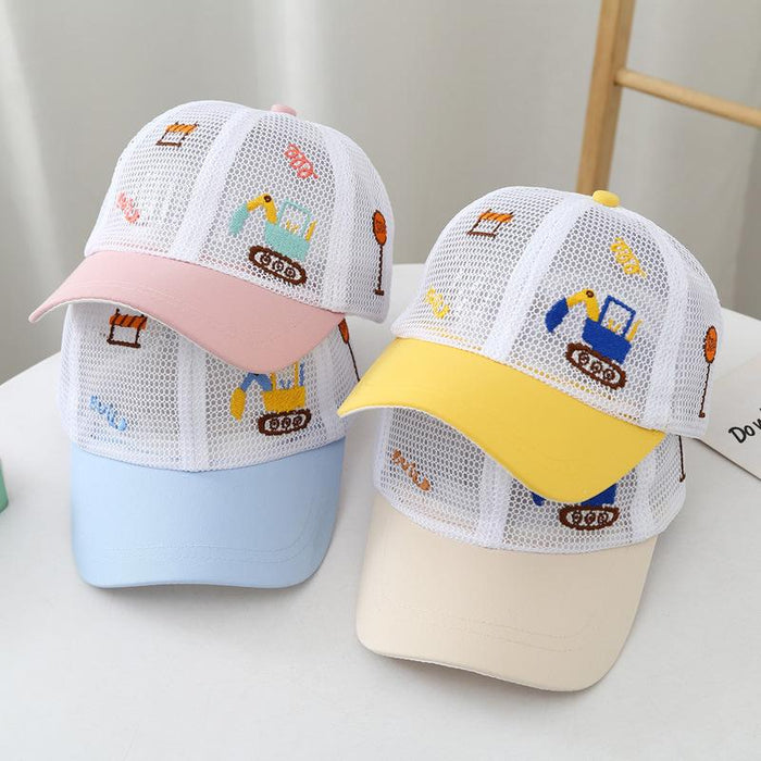 Children's Summer Cartoon Small Excavator Sunshade Net Cap