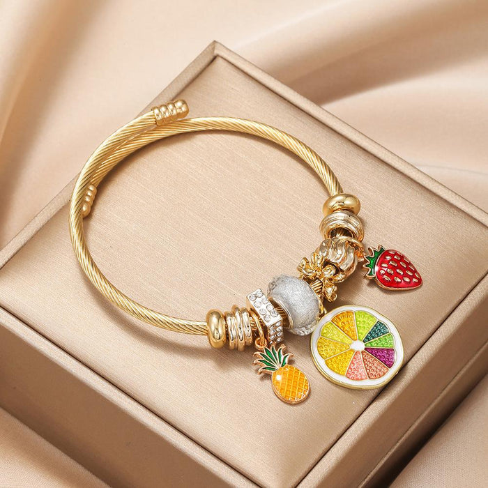 DIY Stainless Steel Gold Bracelet Summer Fruit Party Bracelet