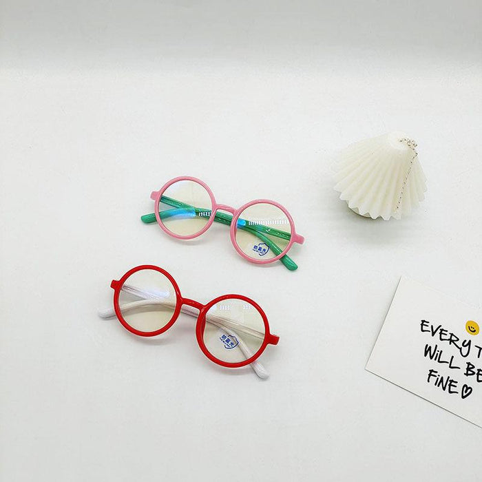 Simple Silicone Blue Light Proof Children's Round Glasses