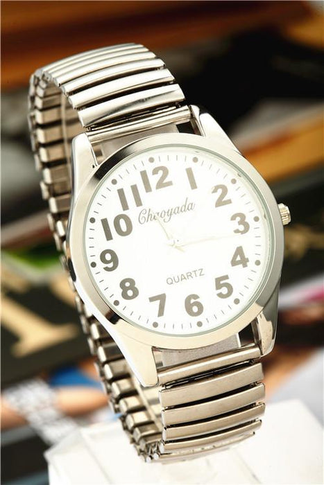 Men Watches Elastic Strap Stainless Steel Luxury Fashion Wristwatch