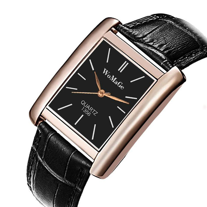 Men Watches Rectangle Quartz Leather Watches Elegant Wristwatch