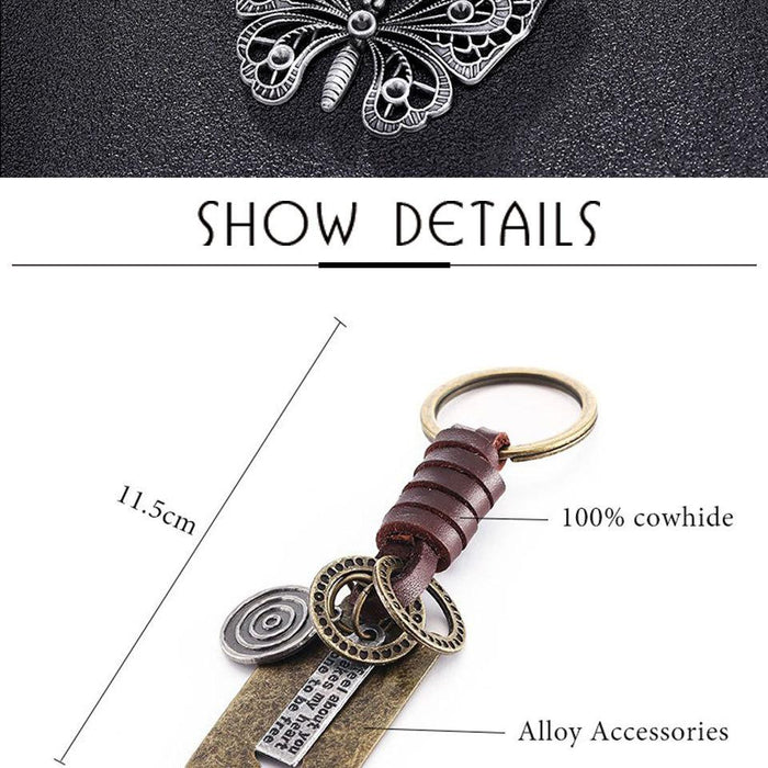 Vintage key chain punk leather metal key chain creative personality key chain