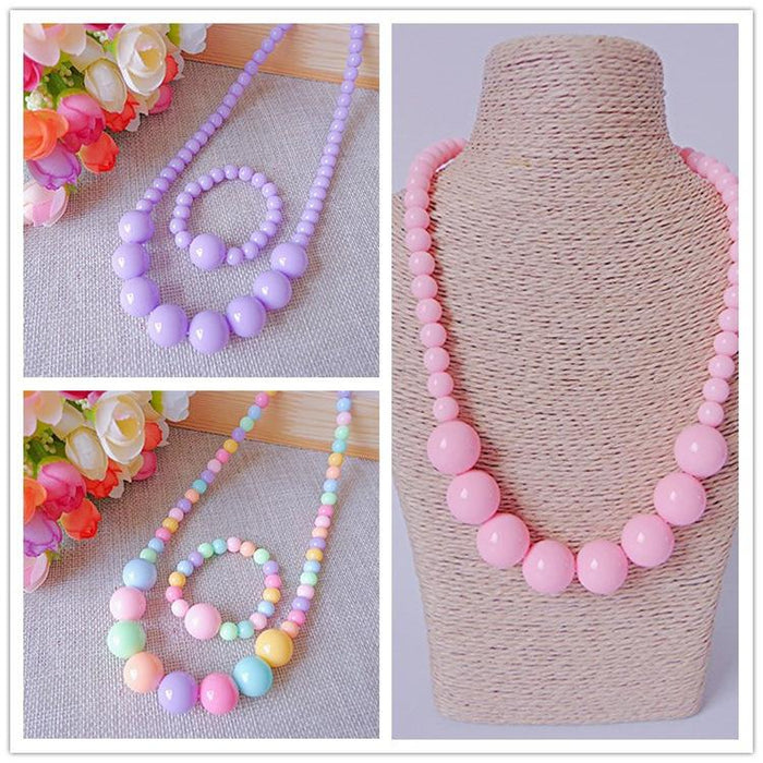 Girls Color Beaded Jewelry PRINCESS NECKLACE BRACELET SET