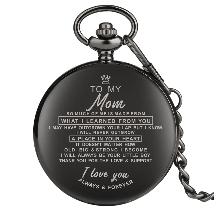 Top Unique Family Gifts Customized Greeting Words I LOVE YOU Theme Quartz Pocket Chain Watch Souvenir Gifts for Dad Mom Husband