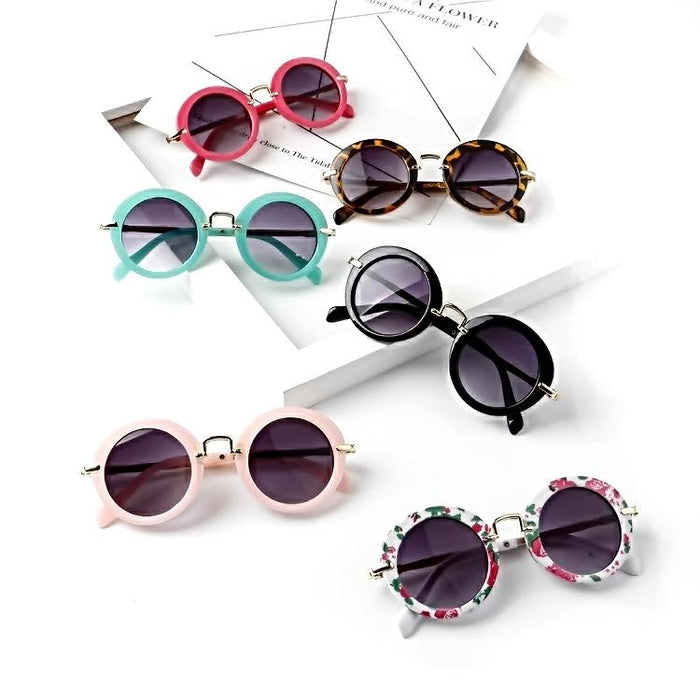 Children's sunglasses and sunglasses retro round frame metal